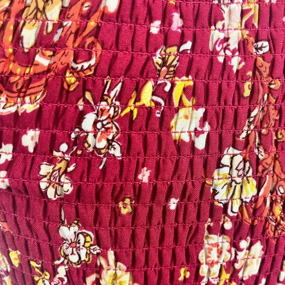 NWT BAND OF GYPSIES BURGUNDY FLORAL DRESS SIZE S